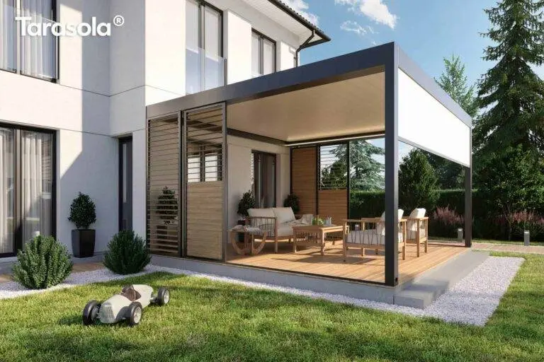 Die Tarasola Terrassenüberdachungen von Meinlamellendach.de sind die ideale Sonnenschutzlösung für Ihren Garten.