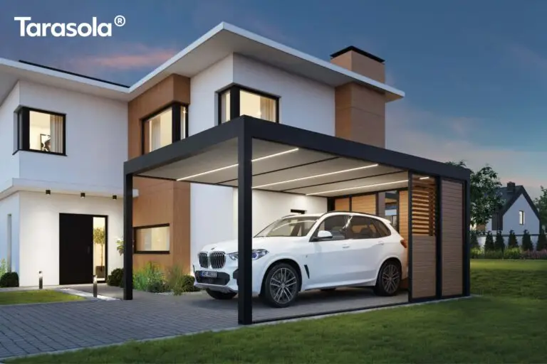 Tarasola Carport mit Shutter an den Seiten, LED Beleuchtung im Himmel